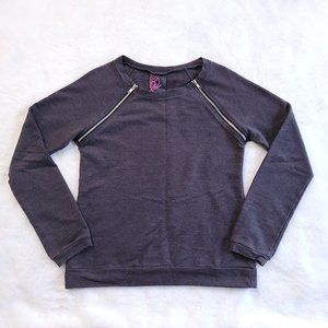 Blu Chic Active Womens Gray Long Sleeve Top w/ Zipper Detail Accents Size Medium